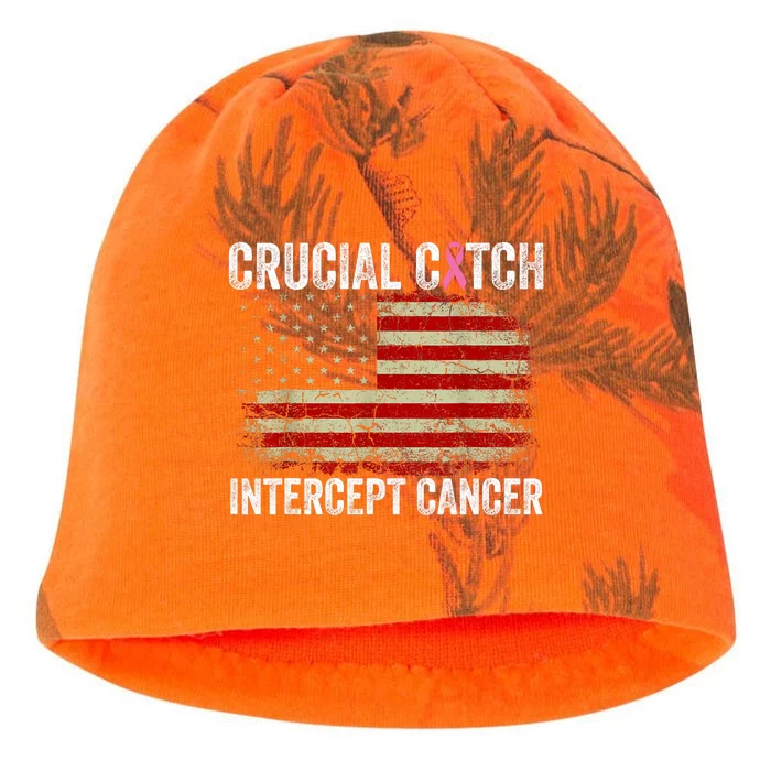 Breast Cancer Crucial A Catch Intercept Cancer Us Flag Kati - Camo Knit Beanie