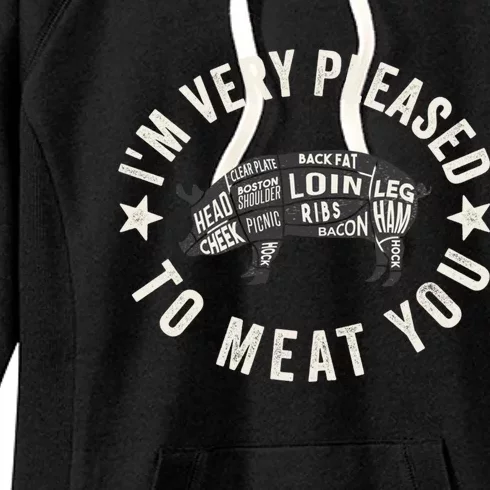 Butcher Chef Cook Bbq Grill And Pig Meat Beef Smoker Gift Women's Fleece Hoodie