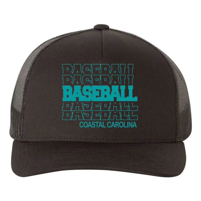 Baseball Coastal Carolina in Modern Stacked Lettering Yupoong Adult 5-Panel Trucker Hat