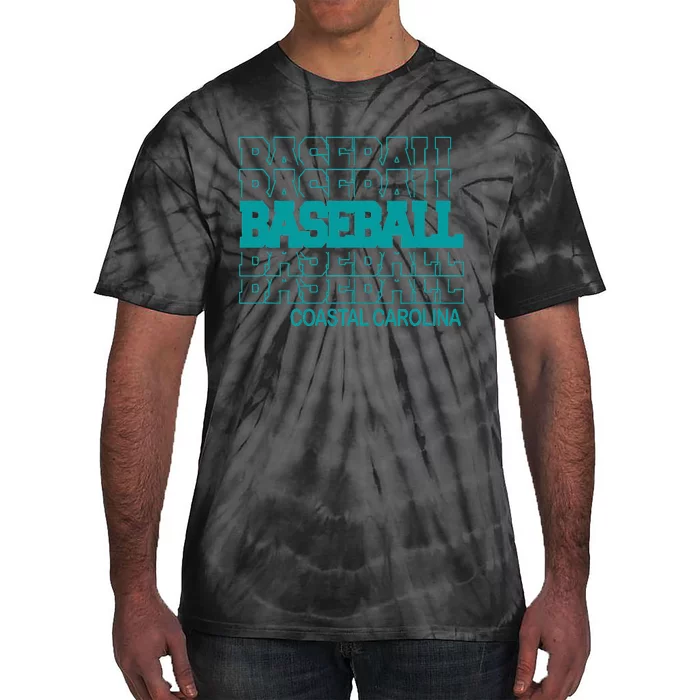 Baseball Coastal Carolina in Modern Stacked Lettering Tie-Dye T-Shirt