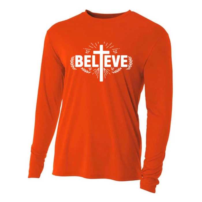 Believe Cross Christian Jesus Christ Christians Cooling Performance Long Sleeve Crew