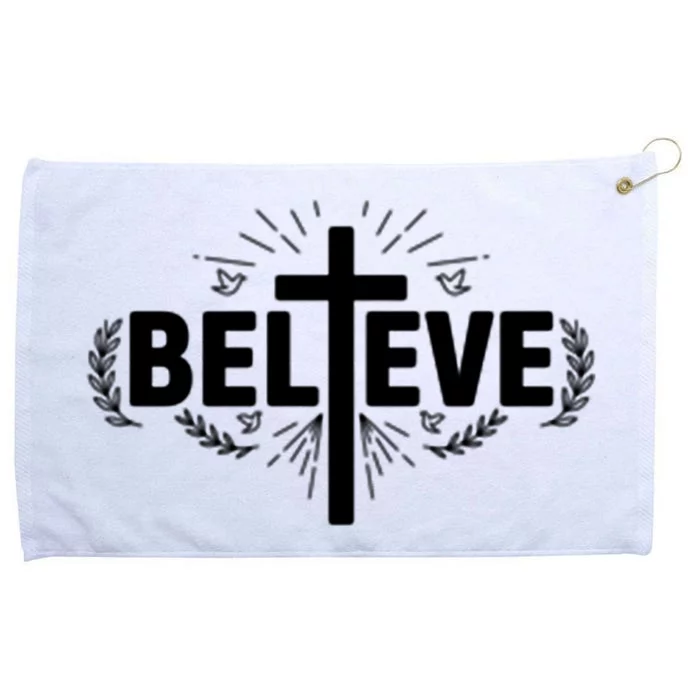 Believe Cross Christian Jesus Christ Christians Grommeted Golf Towel