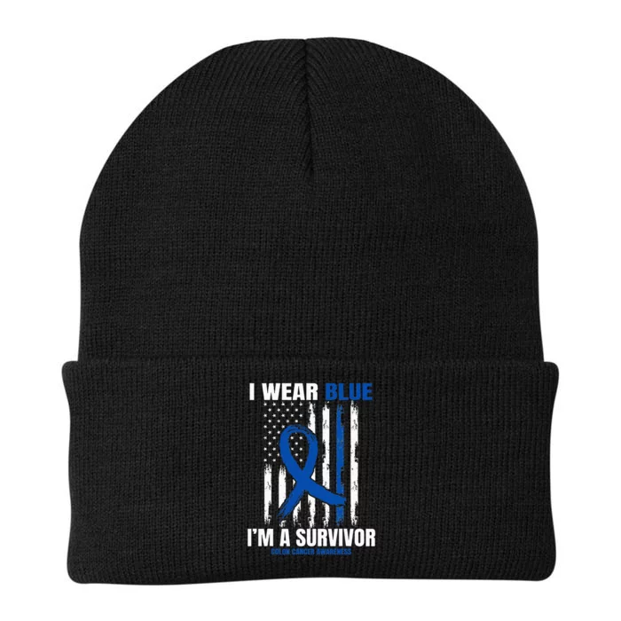 Blue Colon Cancer Survivor Gifts  Flag Cancer Free Knit Cap Winter Beanie