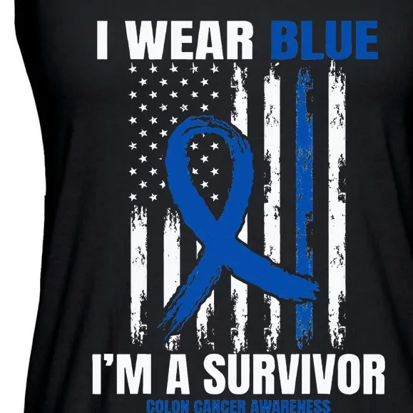 Blue Colon Cancer Survivor Gifts  Flag Cancer Free Ladies Essential Flowy Tank