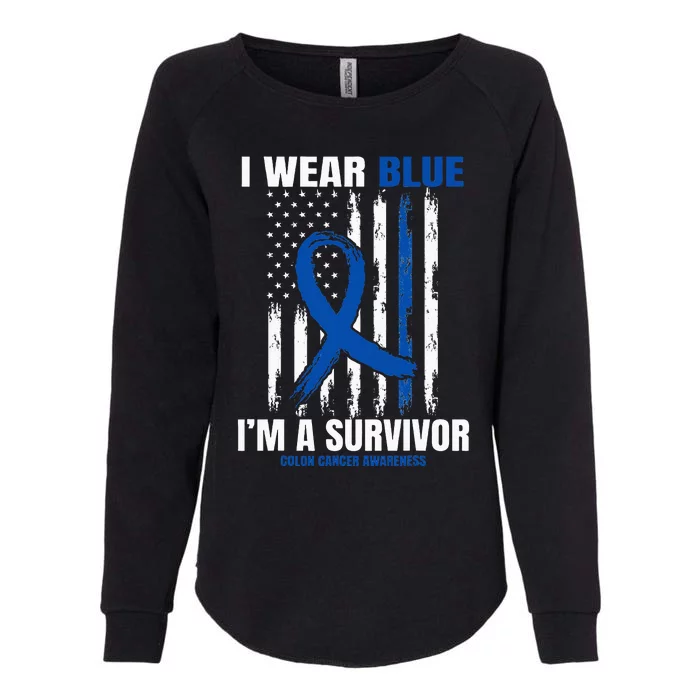 Blue Colon Cancer Survivor Gifts  Flag Cancer Free Womens California Wash Sweatshirt