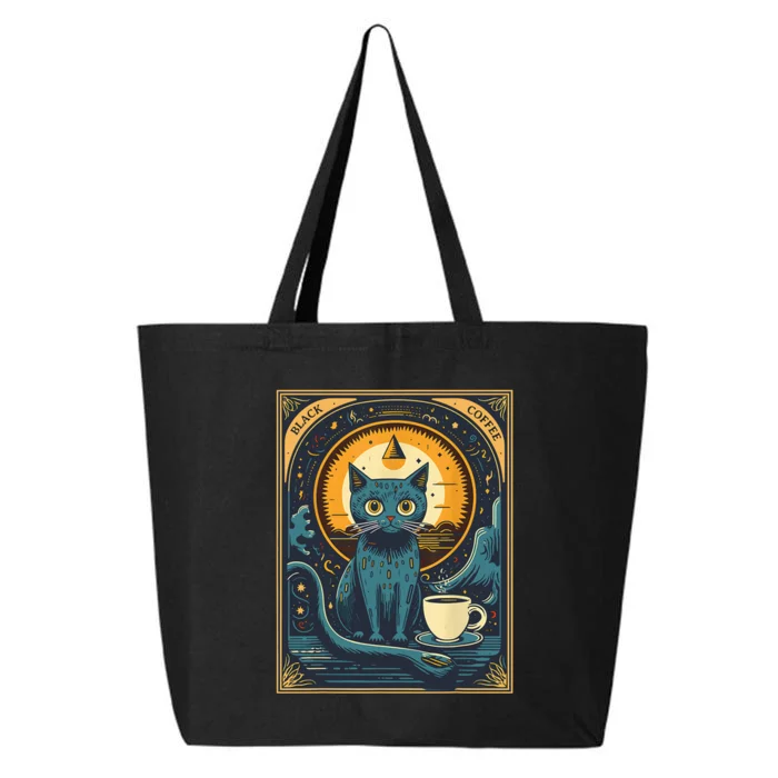 Black Coffee Cat Tarot Card Occult 25L Jumbo Tote