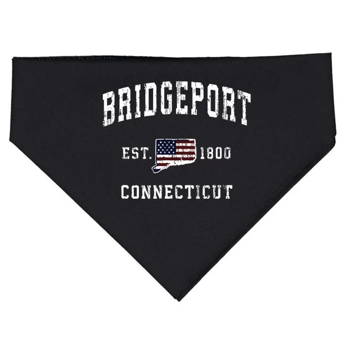 Bridgeport Connecticut Ct Vintage American Flag Design USA-Made Doggie Bandana