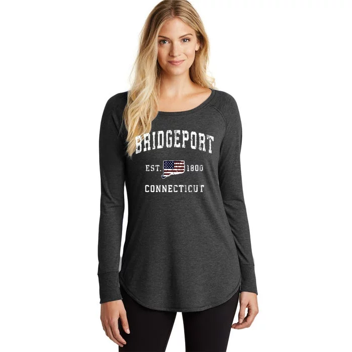 Bridgeport Connecticut Ct Vintage American Flag Design Women's Perfect Tri Tunic Long Sleeve Shirt