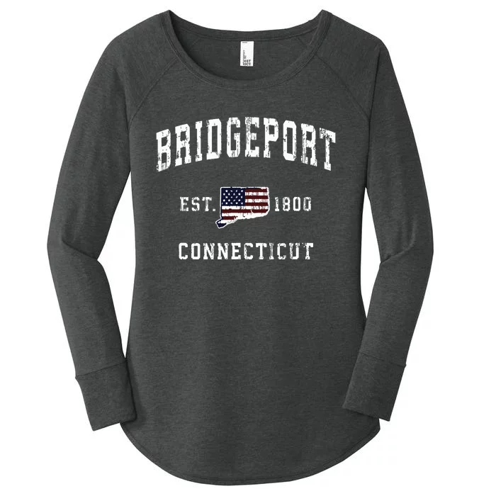 Bridgeport Connecticut Ct Vintage American Flag Design Women's Perfect Tri Tunic Long Sleeve Shirt