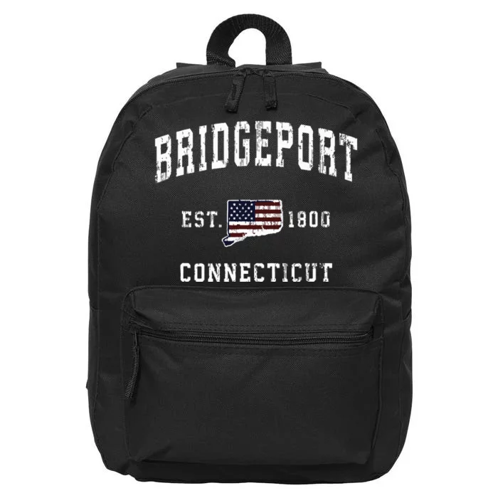 Bridgeport Connecticut Ct Vintage American Flag Design 16 in Basic Backpack