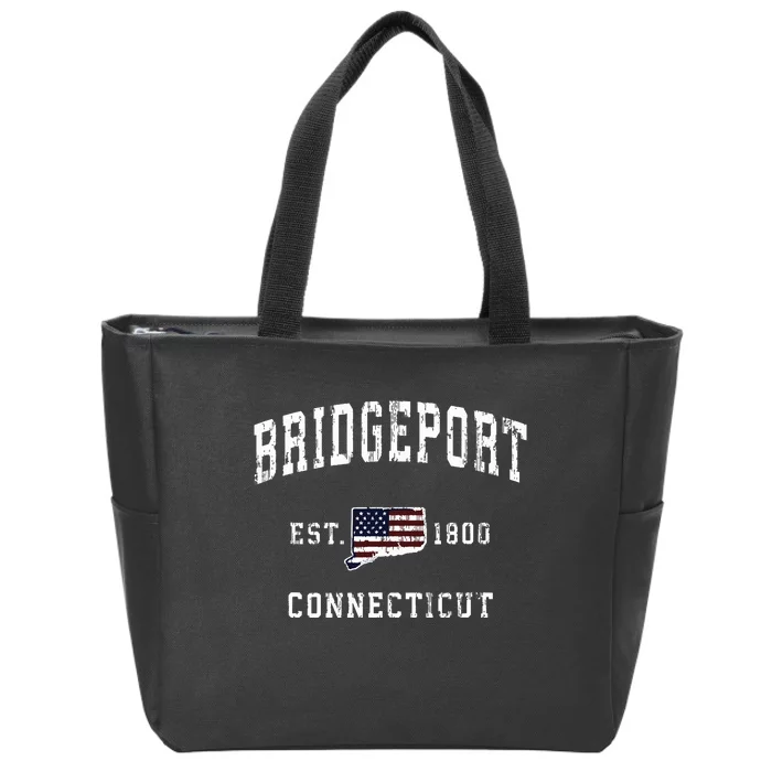 Bridgeport Connecticut Ct Vintage American Flag Design Zip Tote Bag