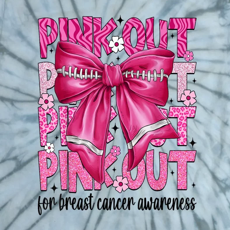 Breast Cancer Coquette Bow Pin.K Out Football Team Awareness Gift Tie-Dye T-Shirt