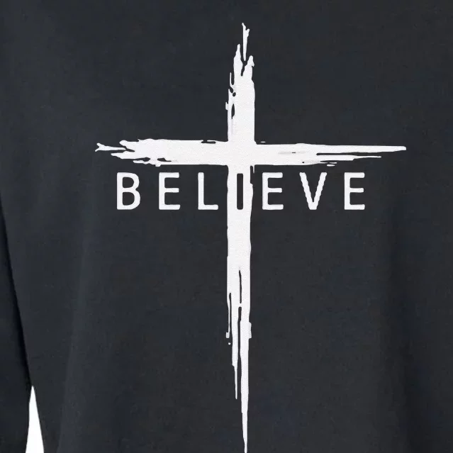 Believe Christian Cross Jesus Christ Christians Cropped Pullover Crew