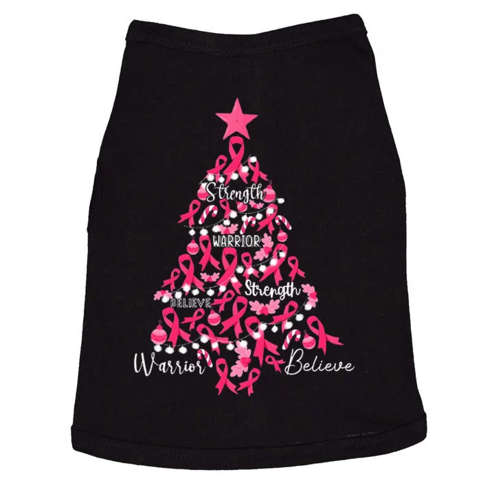 Breast Cancer Christmas Tree Ribbon Fight Awareness Doggie Tank