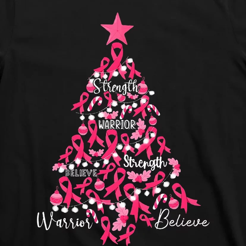 Breast Cancer Christmas Tree Ribbon Fight Awareness T-Shirt