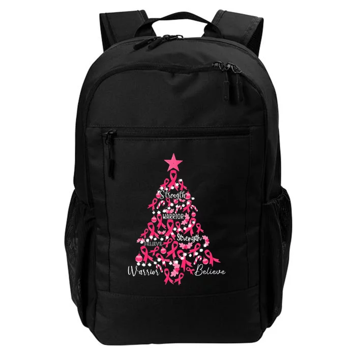 Breast Cancer Christmas Tree Ribbon Fight Awareness Daily Commute Backpack