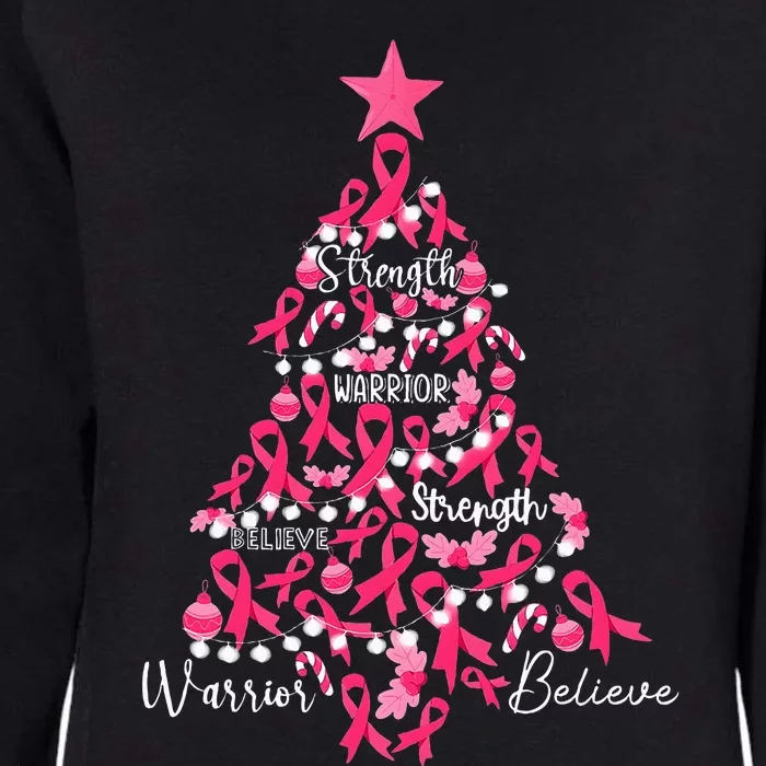 Breast Cancer Christmas Tree Ribbon Fight Awareness Womens California Wash Sweatshirt