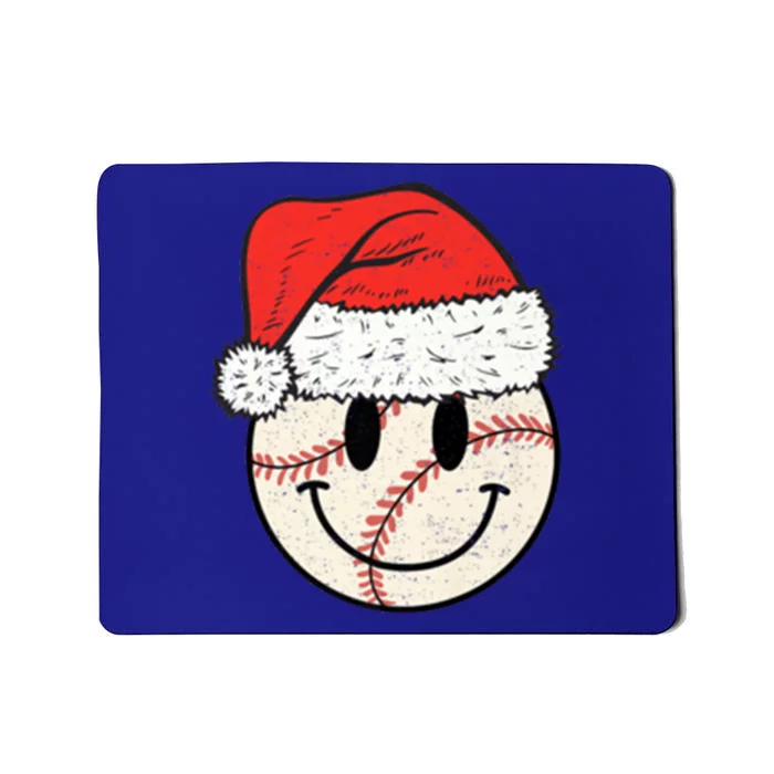 Baseball Christmas Cute Smile Face Baseball Santa Hat Retro Gift Mousepad