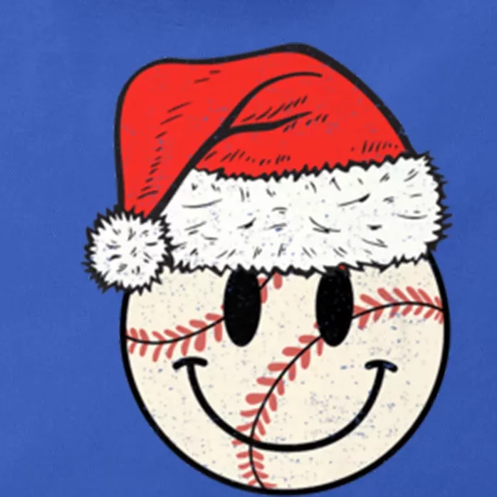 Baseball Christmas Cute Smile Face Baseball Santa Hat Retro Gift Zip Tote Bag