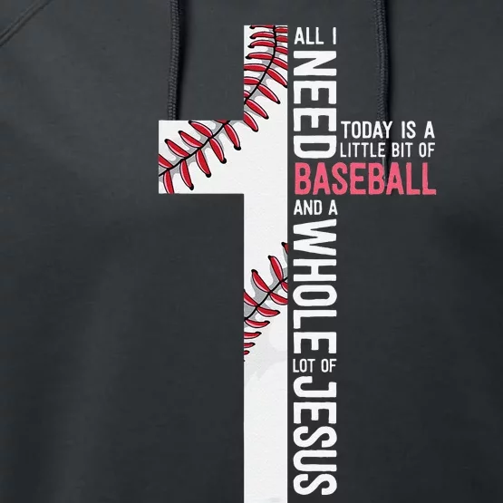 Baseball Christian Cross Gifts Philippians 4:13 Coach Team Performance Fleece Hoodie