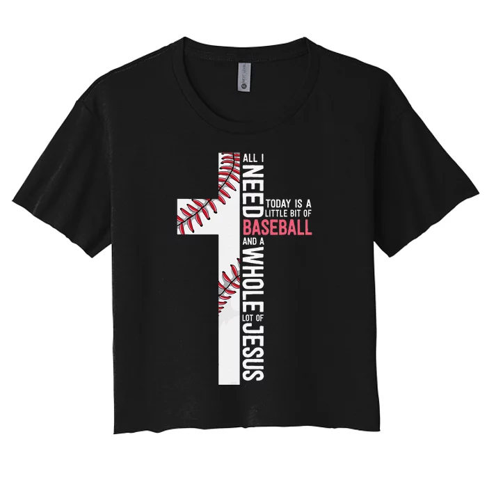 Baseball Christian Cross Gifts Philippians 4:13 Coach Team Women's Crop Top Tee