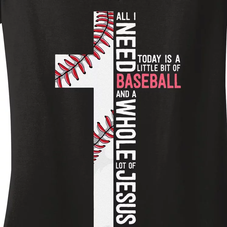 Baseball Christian Cross Gifts Philippians 4:13 Coach Team Women's V-Neck T-Shirt