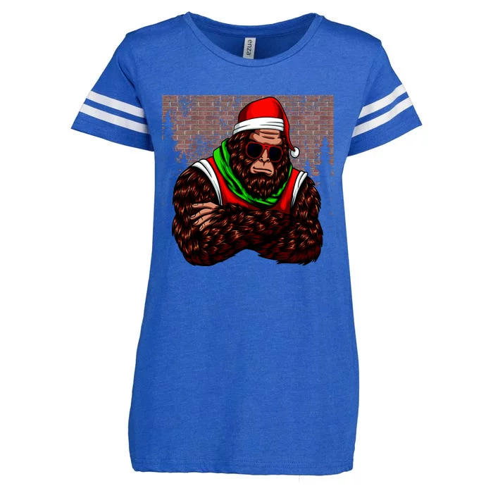 Bigfoot Christmas Cheer Enza Ladies Jersey Football T-Shirt