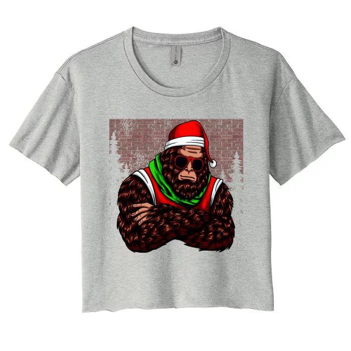 Bigfoot Christmas Cheer Women's Crop Top Tee