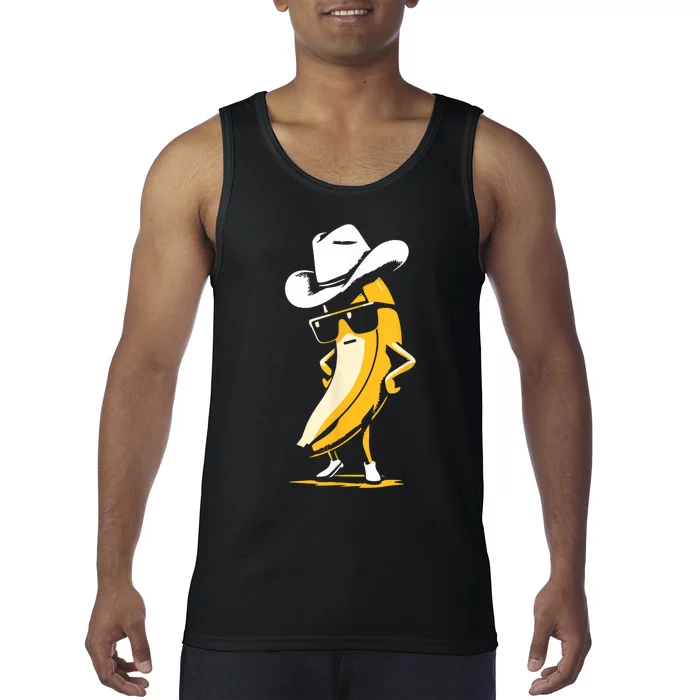 Banana Cowboy Cowgirl Country Western Novelty Funny Banana Tank Top