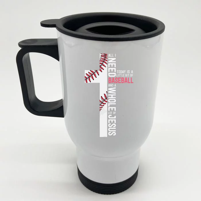 Baseball Christian Cross Philippians 4:13 Coach Front & Back Stainless Steel Travel Mug