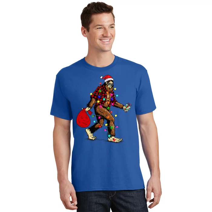 Bigfoot Carrying Christmas Tree Sasquatch Pajama T-Shirt