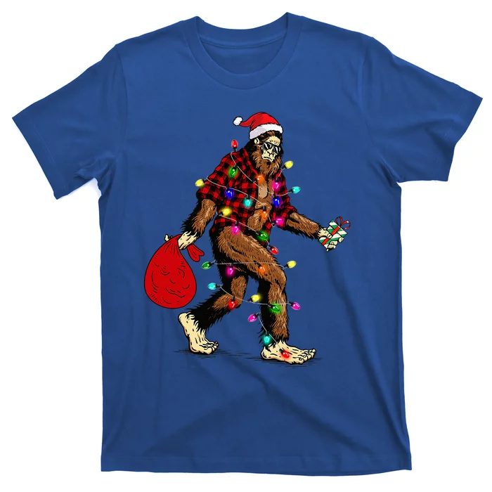 Bigfoot Carrying Christmas Tree Sasquatch Pajama T-Shirt