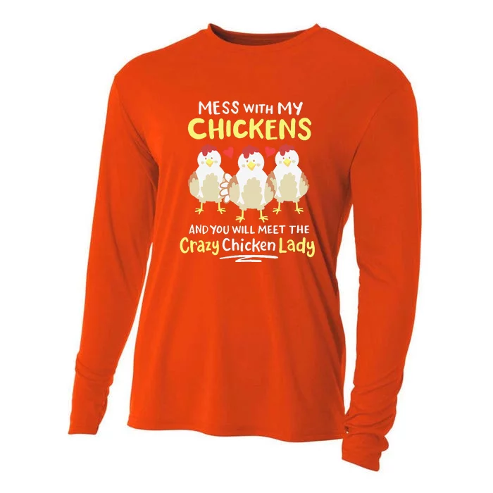 Backyard Crazy Chicken Lady Womens Farmer Cooling Performance Long Sleeve Crew