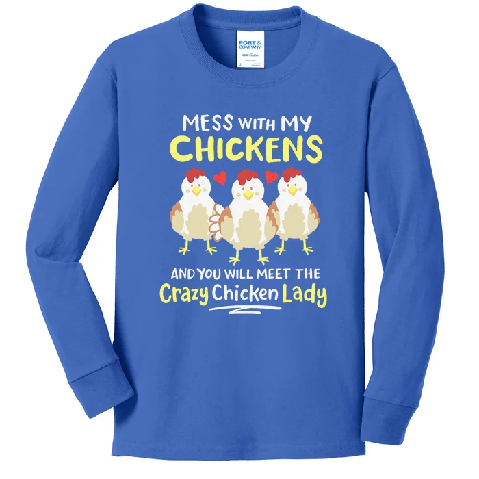 Backyard Crazy Chicken Lady Womens Farmer Kids Long Sleeve Shirt