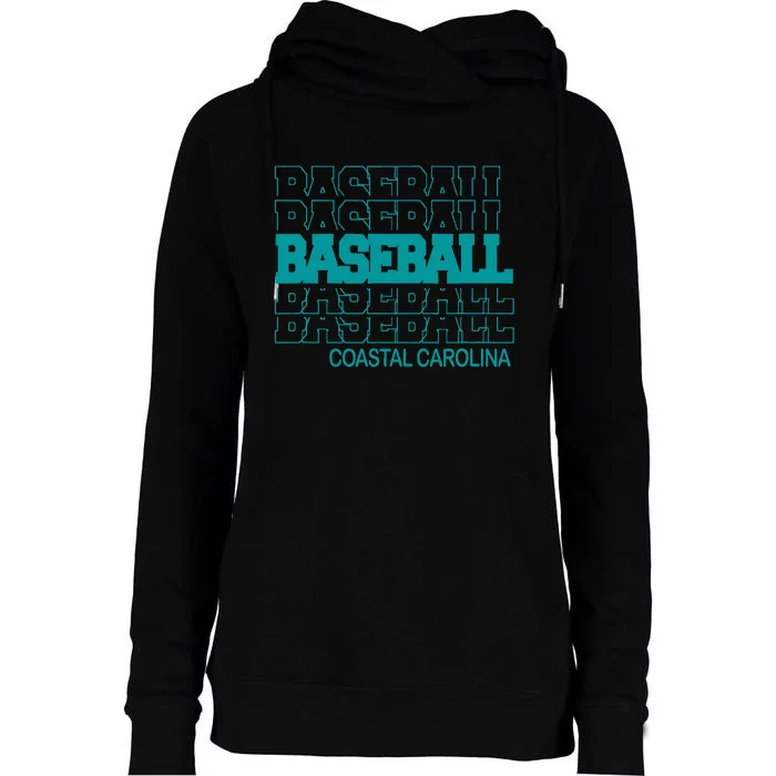 Baseball Coastal Carolina In Modern Stacked Lettering Womens Funnel Neck Pullover Hood