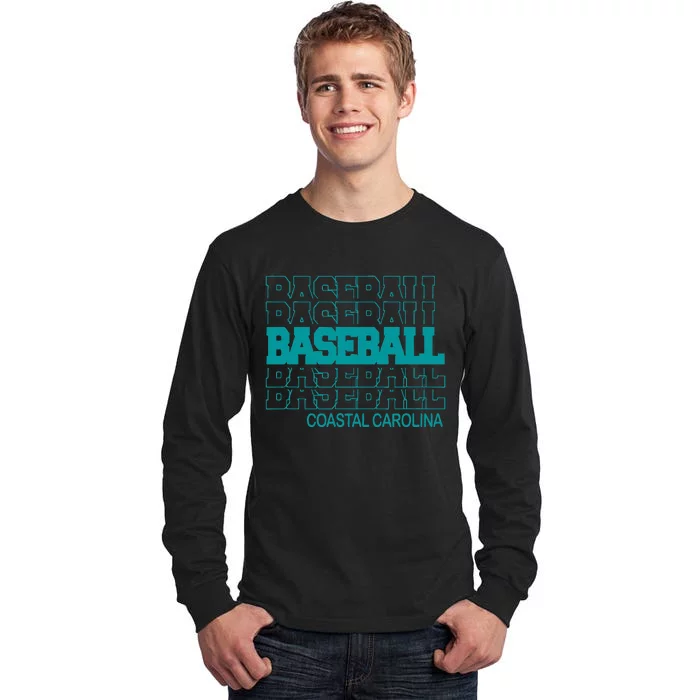 Baseball Coastal Carolina In Modern Stacked Lettering Tall Long Sleeve T-Shirt