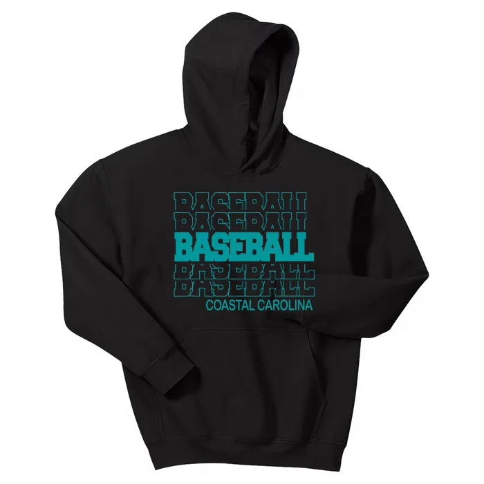 Baseball Coastal Carolina In Modern Stacked Lettering Kids Hoodie