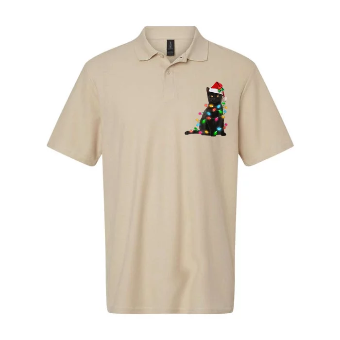 Black Cat Christmas Light Cat Lover Christmas Softstyle Adult Sport Polo