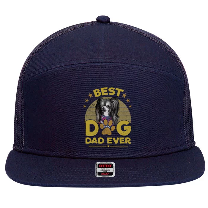 Best Chinese Crested Dog Dad Ever Gift Cool Gift 7 Panel Mesh Trucker Snapback Hat