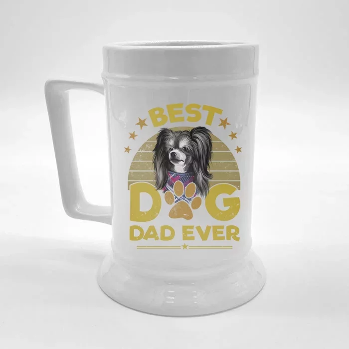 Best Chinese Crested Dog Dad Ever Gift Cool Gift Front & Back Beer Stein