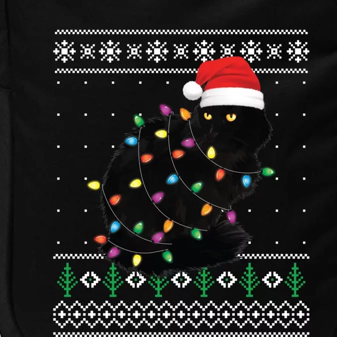 Black Cat Christmas Ugly Sweater Funny Santa Cat Impact Tech Backpack