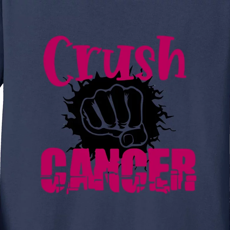 Breast Cancer Crush Cancer Awareness Gift Kids Long Sleeve Shirt