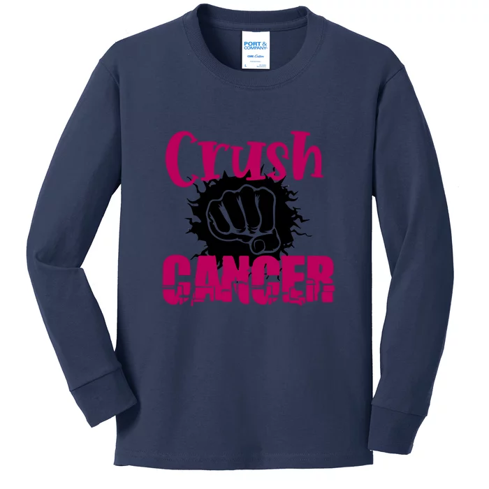 Breast Cancer Crush Cancer Awareness Gift Kids Long Sleeve Shirt