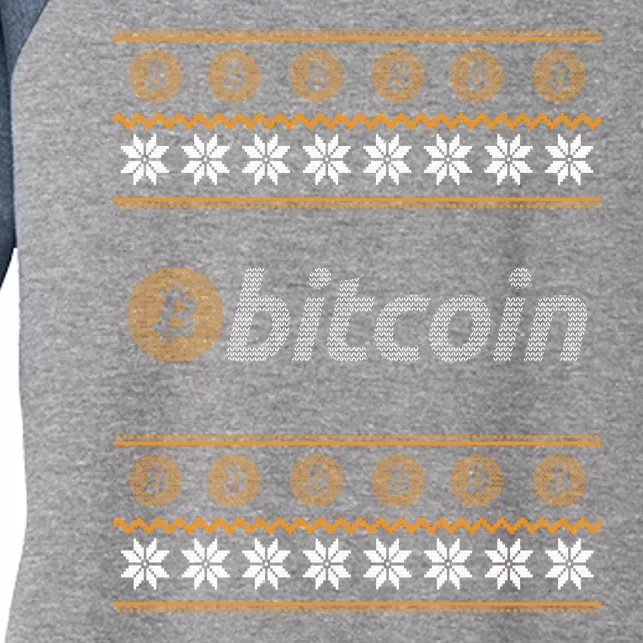 Bitcoin Cryptocurrency Christmas Holiday Women's Tri-Blend 3/4-Sleeve Raglan Shirt