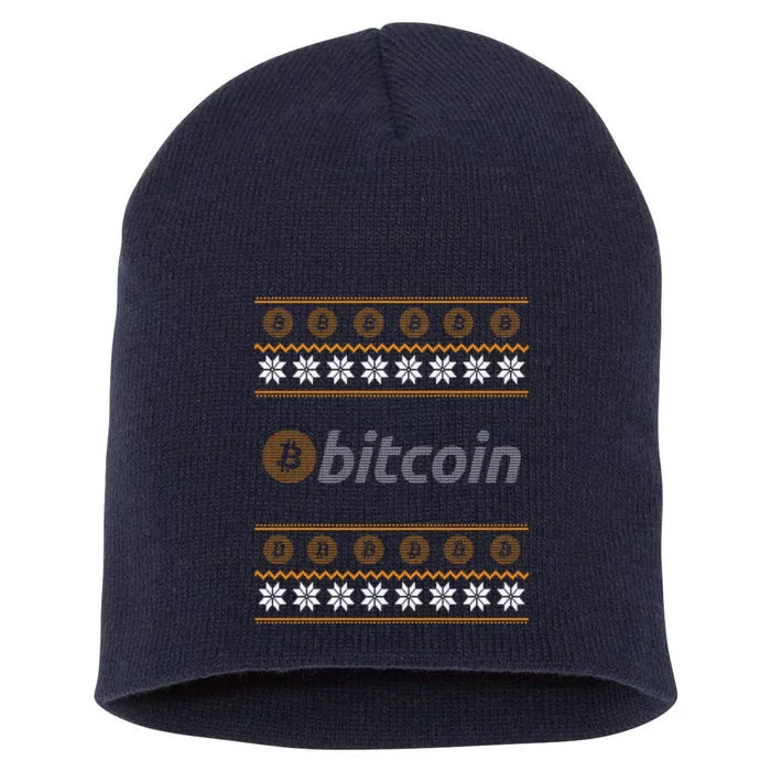 Bitcoin Cryptocurrency Christmas Holiday Short Acrylic Beanie