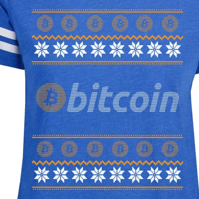 Bitcoin Cryptocurrency Christmas Holiday Enza Ladies Jersey Football T-Shirt