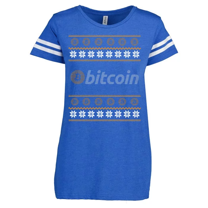 Bitcoin Cryptocurrency Christmas Holiday Enza Ladies Jersey Football T-Shirt