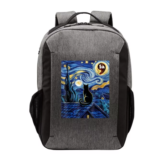 Black Cat Comma La Kamala Harris Halloween Starry Night Vector Backpack