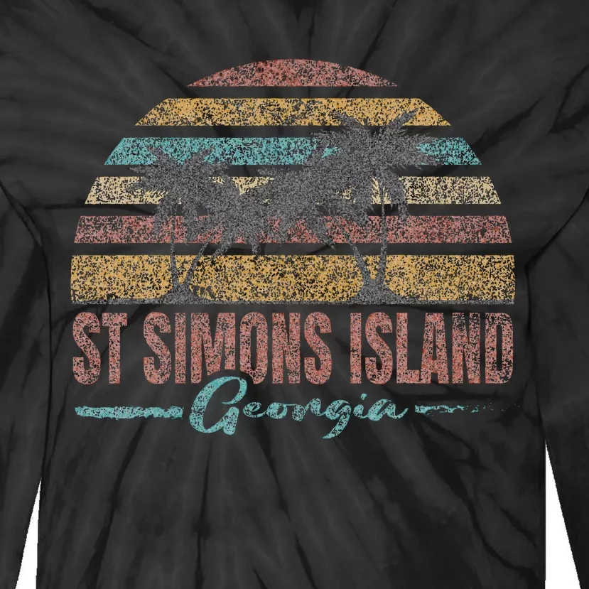 Beach Coastal City Vacation Souvenir St Simons Island Tie-Dye Long Sleeve Shirt