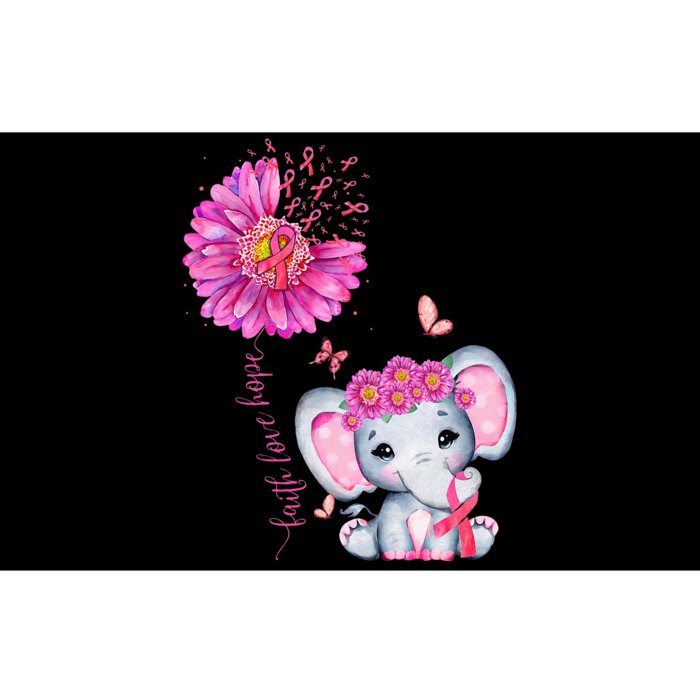 Breast Cancer Cute Elephant With Sunflower And Pink Ribbon Bumper Sticker